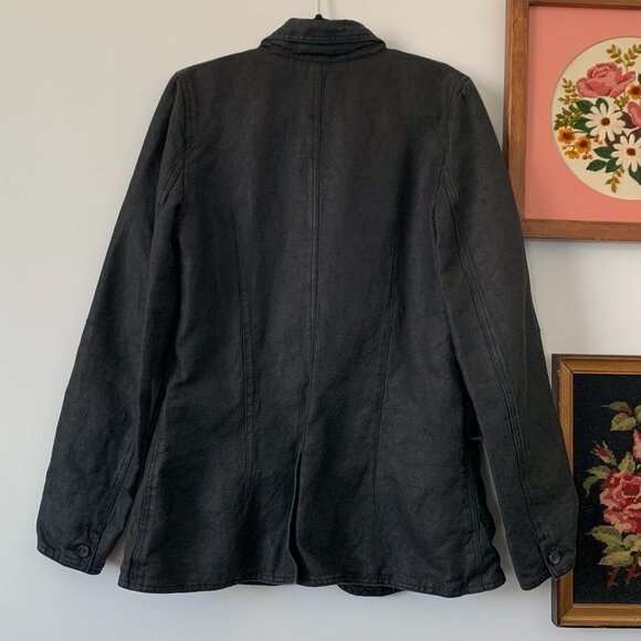 m0851 |  Blazer 100% COTTON size Large black water-resistant coat jacket - Picture 3 of 13